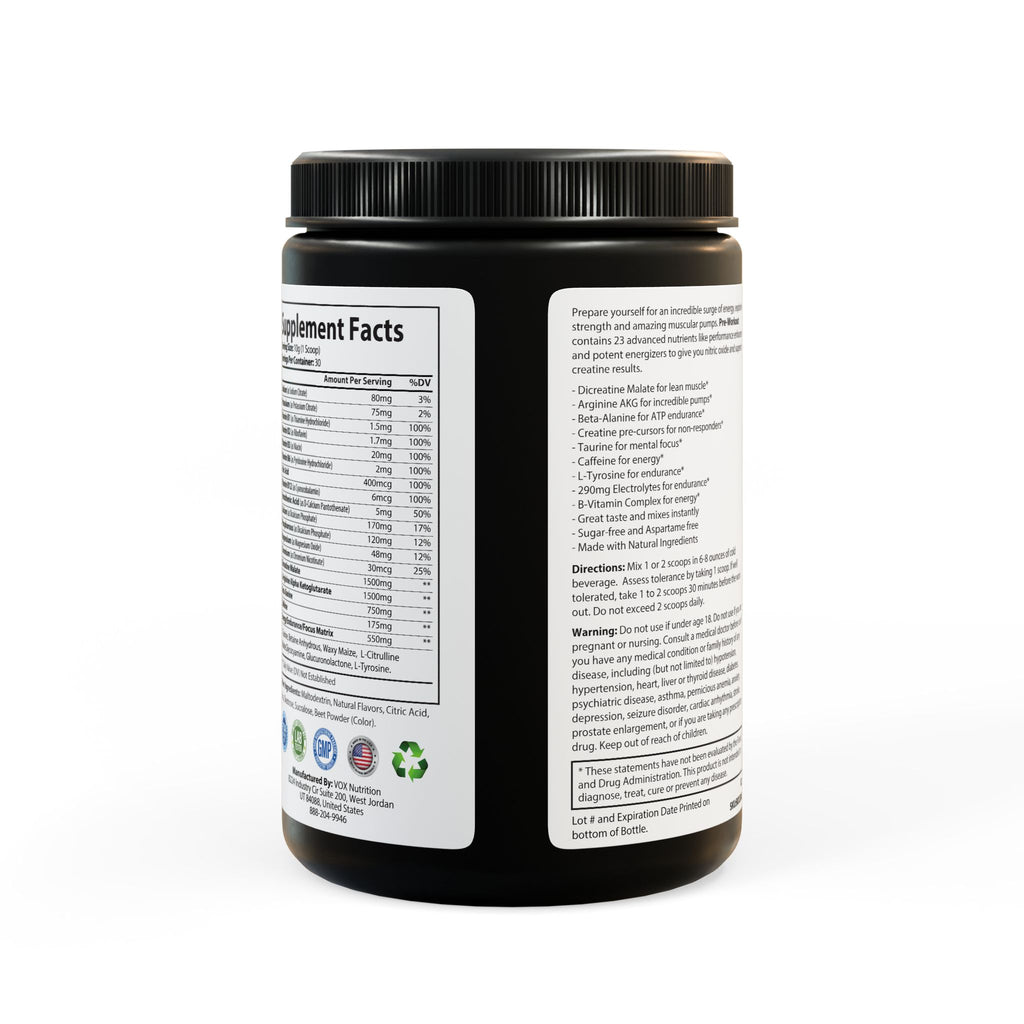 HA Pre-Workout Supplement, Watermelon (300g, 10.58oz)