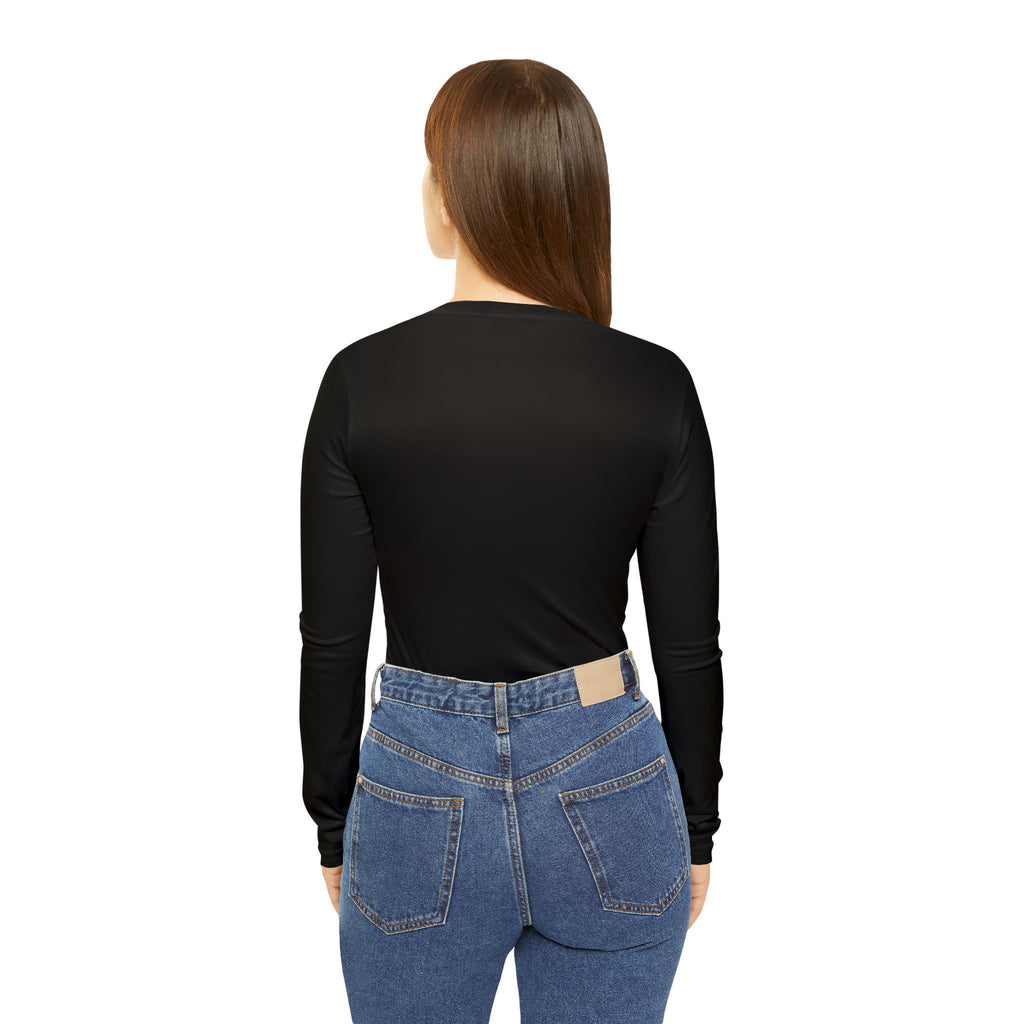 HA Women’s  V-Neck Long Sleeve Black Top
