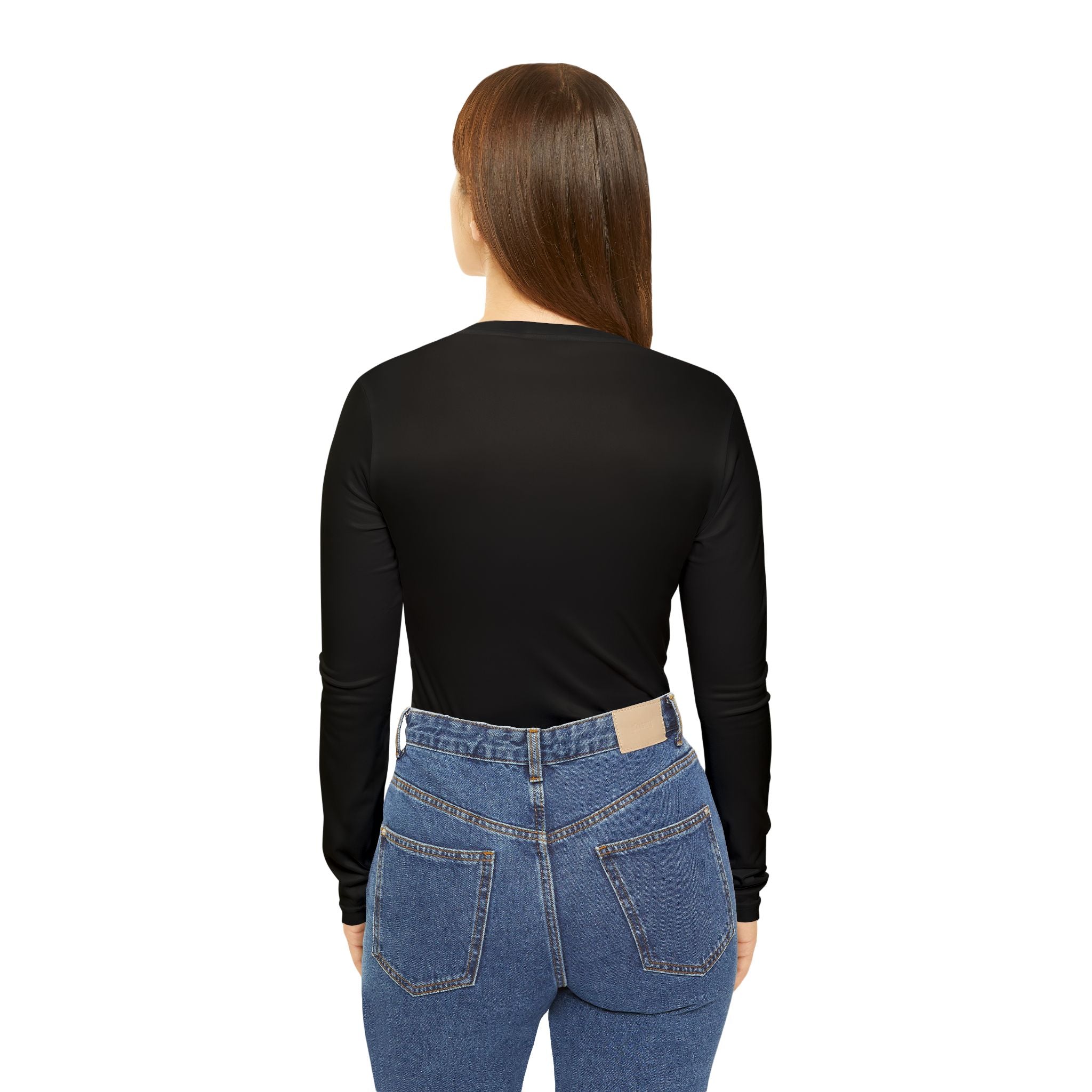 HA Women’s  V-Neck Long Sleeve Black Top