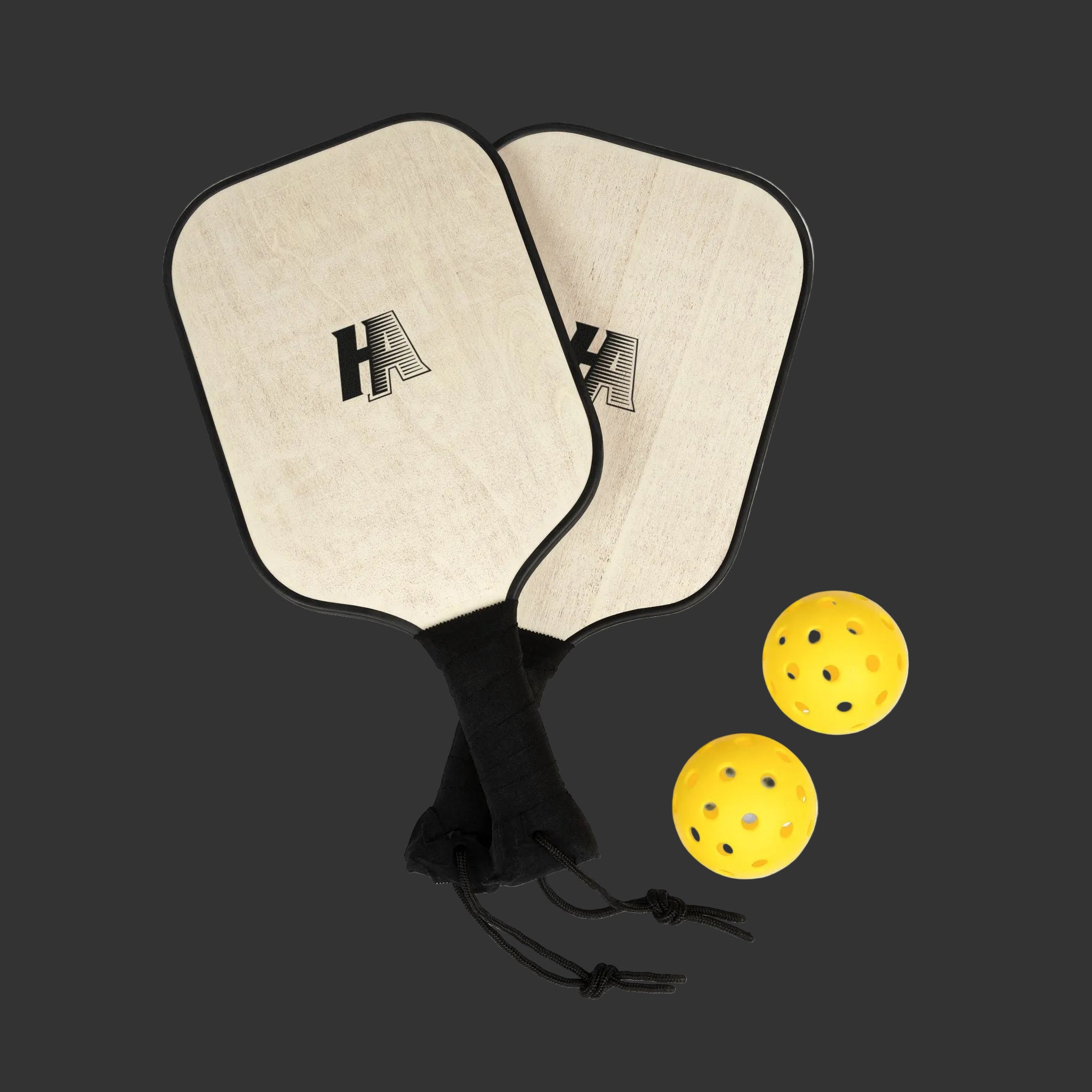 HA Pickleball Paddle Set – Lightweight Wood Paddles with Balls