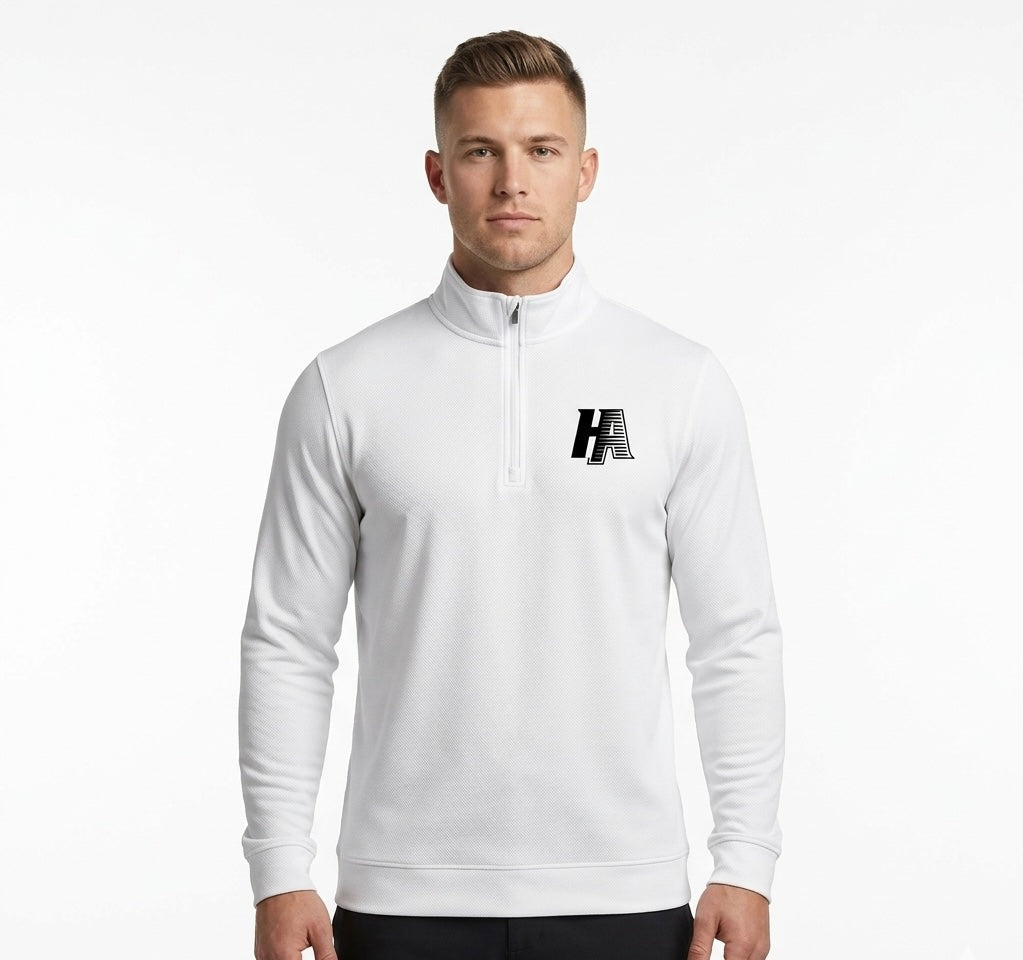 HA Men’s white athletic quarter zip