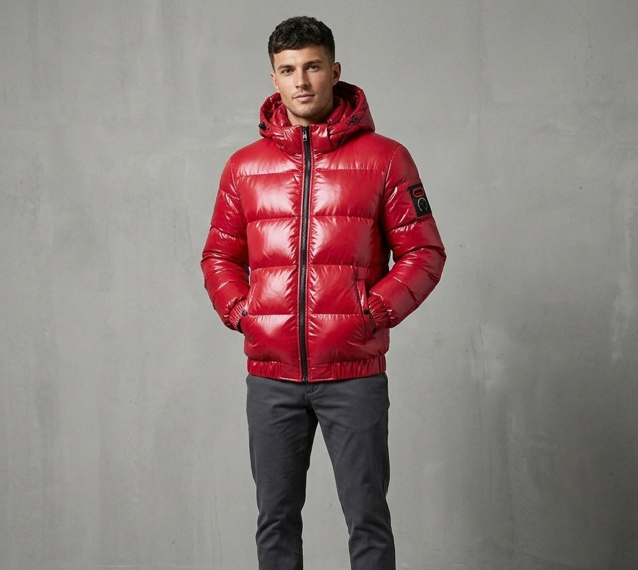 HA Men's Plus Size Zip Up Hooded Puffer Jacket