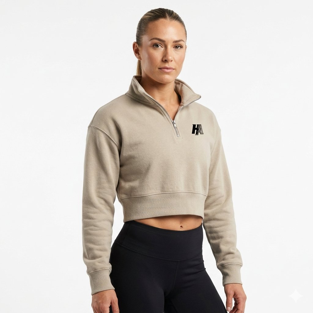 HA Women’s cropped quarter zip up